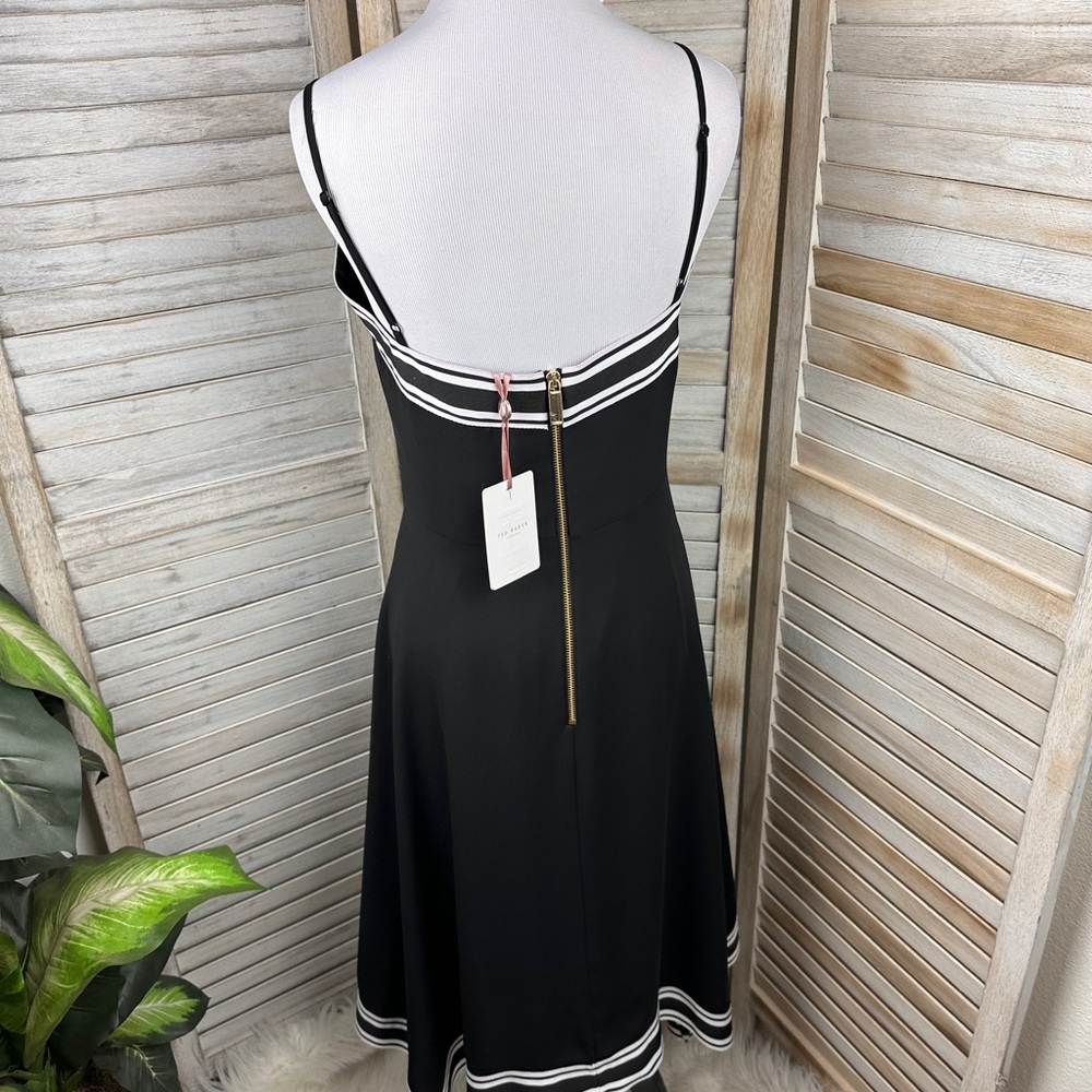 NWT Ted Baker London Kahmen Strappy Black & White Midi Dress Size 2 - Picture 5 of 9